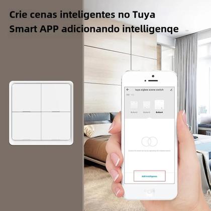 Imagem de Interruptor de Automação Tuya Zigbee - 4 Gangues, 12 Cenas, Sem Fio e com Bateria