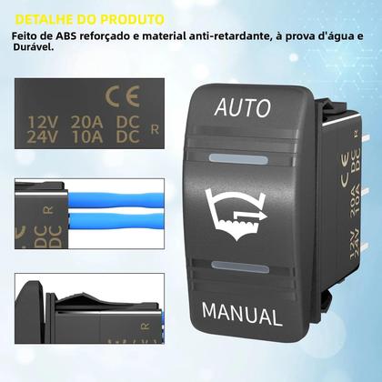 Imagem de Interruptor De Bomba De Porão À Prova d'Água 12V 24V 3 Vias 20A SPDT Com Desligamento Automático E