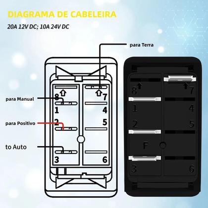 Imagem de Interruptor De Bomba De Porão À Prova d'Água 12V 24V 3 Vias 20A SPDT Com Desligamento Automático E