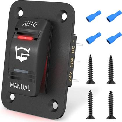 Imagem de Interruptor De Bomba De Porão À Prova d'Água 12V 24V 3 Vias 20A SPDT Com Desligamento Automático E