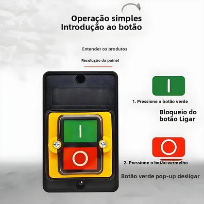 Imagem de Interruptor De Botão À Prova d'Água 10A 250V 380V Para Máquina De Corte, Furadeira De Bancada, Motor