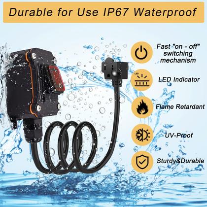 Imagem de Interruptor de cabo em linha Karl-Kers IP67, cabo impermeável de 10 pés