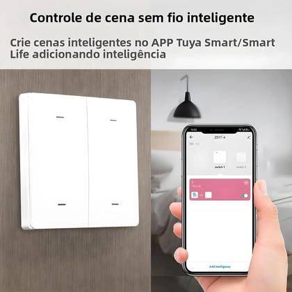 Imagem de Interruptor De Cena Sem Fio Tuya Smart ZigBee Com Bateria, Botão De Pressão Para Automação De