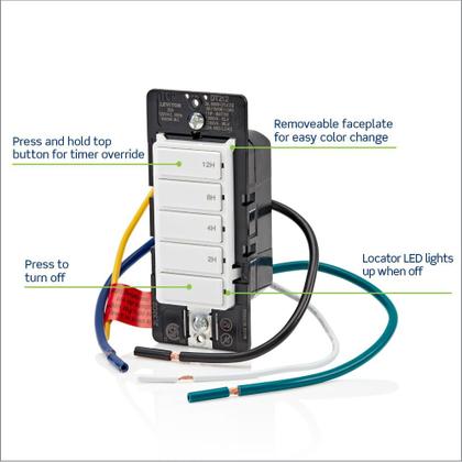 Imagem de Interruptor de contagem regressiva Leviton DT212-1LW 20A 1HP/16A Branco