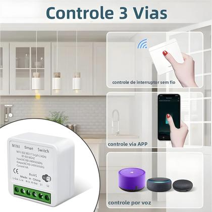 Imagem de Interruptor De Controle Por Voz Smart WiFi RF 433MHz Tuya Alexa Google Alice Painel De Parede Sem