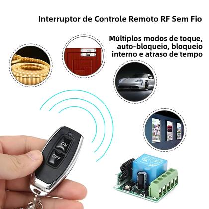 Imagem de Interruptor De Controle Remoto Sem Fio 12V 10A 433Mhz, Receptor Transmissor RF Para Fechadura De