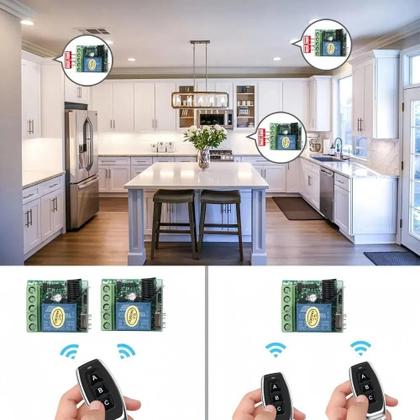 Imagem de Interruptor De Controle Remoto Sem Fio 12V 1CH Receptor 3CH Transmissor Relé De 10A Para Fechadura