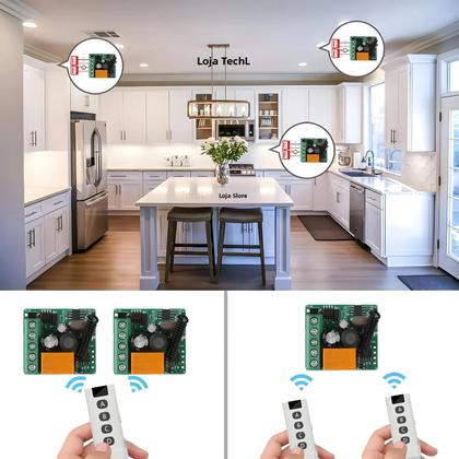 Imagem de Interruptor De Controle Remoto Sem Fio 433Mhz Módulo Receptor De Relé 1CH DC 12V 24V 36V Com Botão