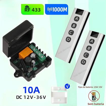 Imagem de Interruptor De Controle Remoto Sem Fio 433Mhz Módulo Receptor De Relé 1CH DC 12V 24V 36V Com Botão
