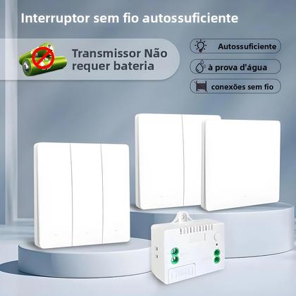 Imagem de Interruptor De Controle Remoto Sem Fio À Prova d'Água RF 433mhz 1/2/3 Gang Autônomo Sem Bateria Para