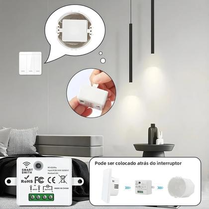 Imagem de Interruptor De Controle Remoto Sem Fio RF 433MHz Para Casa Inteligente, Mini Relé De 10A,