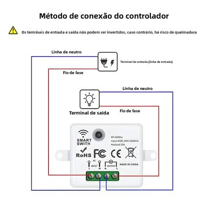 Imagem de Interruptor De Controle Remoto Sem Fio RF 433MHz Para Casa Inteligente, Mini Relé De 10A,
