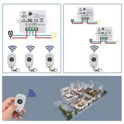 Imagem de Interruptor De Controle Remoto Sem Fio Universal 433MHz, Receptor RF Para Luz, Ventilador, Motor,
