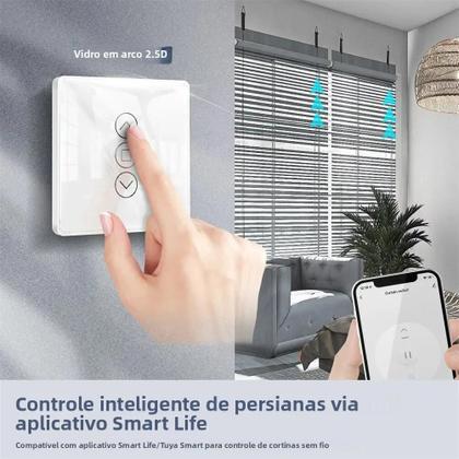 Imagem de Interruptor De Cortina Com Painel De Toque De Vidro Inteligente WiFi RF433 2.5D Para Persianas E