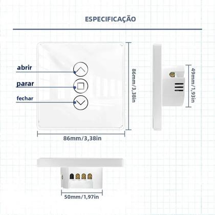 Imagem de Interruptor De Cortina De Vidro Touch WiFi Inteligente RF433 2.5D Para Persianas Rolô Alexa Google