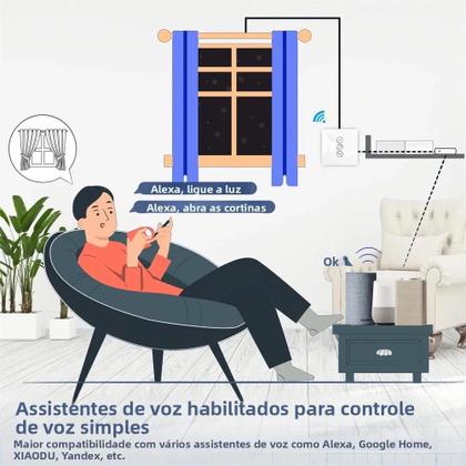 Imagem de Interruptor De Cortina De Vidro Touch WiFi Inteligente RF433 2.5D Para Persianas Rolô Alexa Google