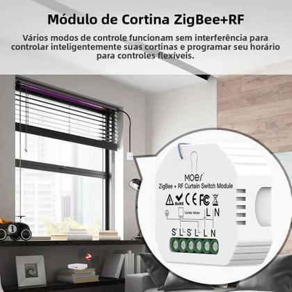 Imagem de Interruptor De Cortina Dimmer Inteligente ZigBee Controle Remoto via App Smart Life Para Alexa E