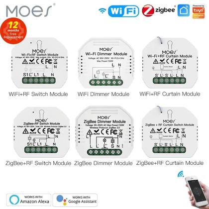 Imagem de Interruptor De Cortina Dimmer Inteligente ZigBee Controle Remoto via App Smart Life Para Alexa E