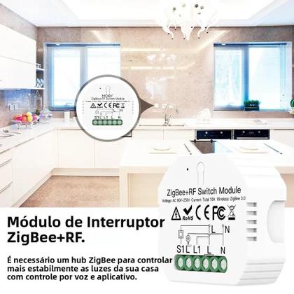 Imagem de Interruptor De Cortina Dimmer Inteligente ZigBee Controle Remoto via App Smart Life Para Alexa E