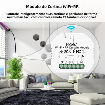 Imagem de Interruptor De Cortina Dimmer ZigBee Inteligente Controle Remoto via App Smart Life Para Alexa E