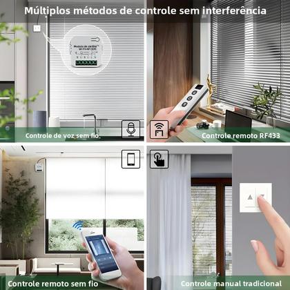 Imagem de Interruptor De Cortina Inteligente WiFi Controle Remoto RF 433MHz Funciona Com Alexa Google Home