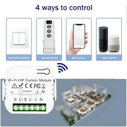Imagem de Interruptor De Cortina Inteligente Wifi Tuya RF 433MHz Controle Por Voz Alexa Google Home Aplicativo