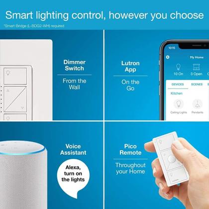 Imagem de Interruptor de dimmer inteligente Lutron Caseta 150 W LED, pacote com 2 unidades, amêndoa clara