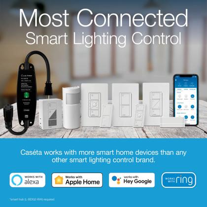 Imagem de Interruptor de dimmer inteligente Lutron Caseta 150 W LED, pacote com 2 unidades, amêndoa clara