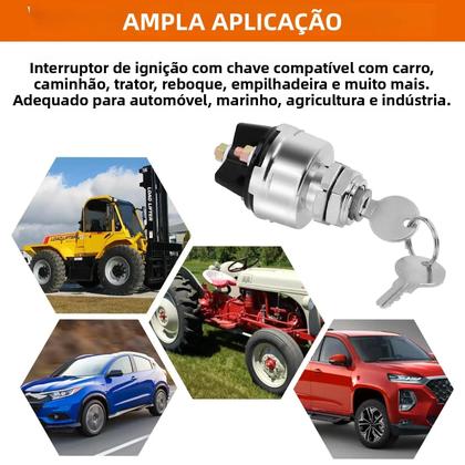 Imagem de Interruptor De Ignição Universal De 4 Posições 12v Para Trator, Empilhadeira, Caminhão, Carro,