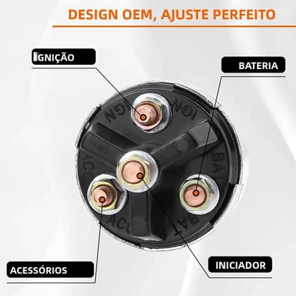 Imagem de Interruptor De Ignição Universal De 4 Posições 12v Para Trator, Empilhadeira, Caminhão, Carro,