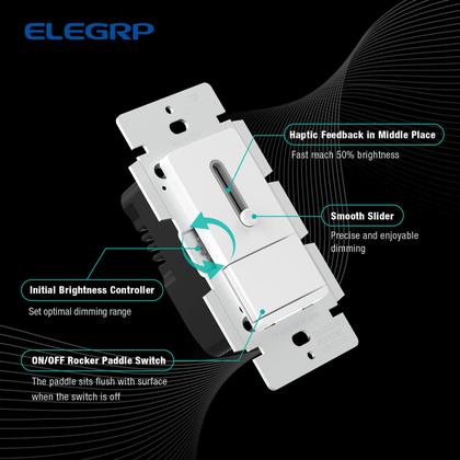 Imagem de Interruptor de intensidade ELEGRP Slide para LED regulável 150W, CFL 150W