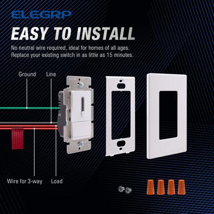 Imagem de Interruptor de intensidade ELEGRP Slide para LED regulável 150W, CFL 150W