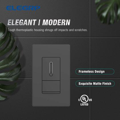 Imagem de Interruptor de intensidade ELEGRP Slide para LED regulável 150W, CFL 150W