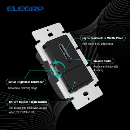Imagem de Interruptor de intensidade ELEGRP Slide para LED regulável 150W, CFL 150W