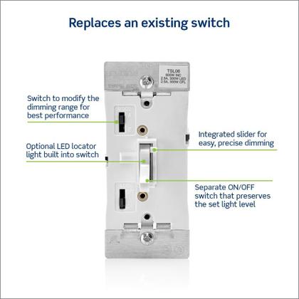 Imagem de Interruptor de intensidade Leviton TSL06-1LT Toggle Slide LED 300W