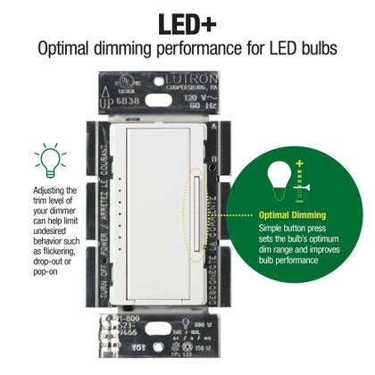 Imagem de Interruptor de intensidade Lutron Maestro LED+ 150 W branco (pacote com 3)