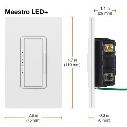 Imagem de Interruptor de intensidade Lutron Maestro LED+ 150 W branco (pacote com 3)