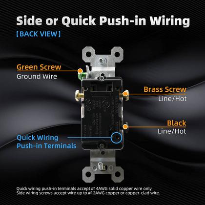 Imagem de Interruptor de luz alternativo ELEGRP de 3 vias 15A 120V AC com aterramento automático