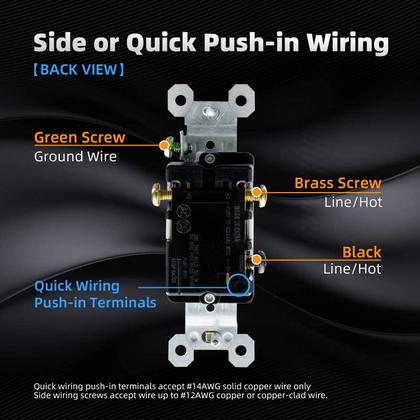 Imagem de Interruptor de luz alternativo ELEGRP de 3 vias 15A 120V AC com aterramento automático