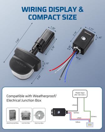 Imagem de Interruptor de luz com sensor de movimento DEWENWILS 15A 125V 15m de alcance