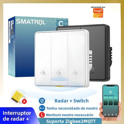 Imagem de Interruptor De Luz De Parede Com Sensor De Movimento Inteligente Zigbee Tuya Detecção De Presença