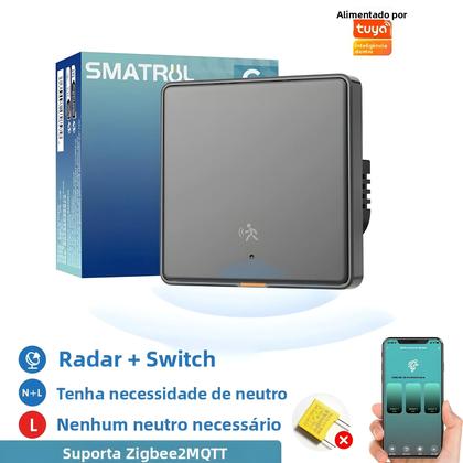 Imagem de Interruptor De Luz De Parede Com Sensor De Movimento Inteligente Zigbee Tuya Detecção De Presença