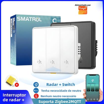 Imagem de Interruptor De Luz De Parede Com Sensor De Movimento Inteligente Zigbee Tuya Detecção De Presença