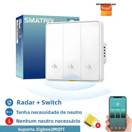 Imagem de Interruptor De Luz De Parede Com Sensor De Movimento Inteligente Zigbee Tuya Detecção De Presença