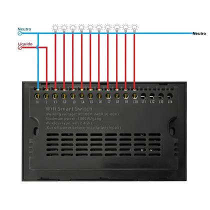Imagem de Interruptor De Luz De Parede Inteligente WiFi 4/5/6 Gang Com Painel De Vidro Touch Controle Remoto