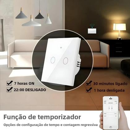 Imagem de Interruptor De Luz De Parede Inteligente WiFi RF 433mhz 220V 1/2/3/4 Gang Compatível Com Tuya Alexa