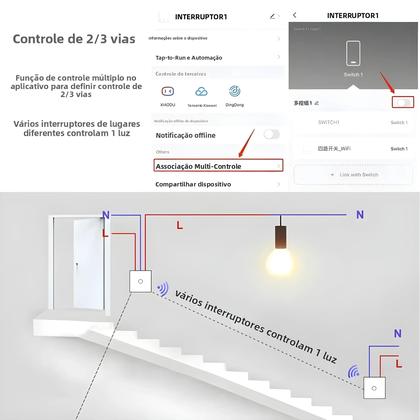 Imagem de Interruptor De Luz De Parede Inteligente WiFi RF 433mhz 220V 1/2/3/4 Gang Compatível Com Tuya Alexa