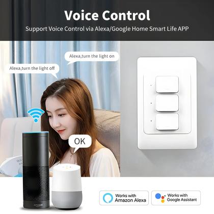 Imagem de Interruptor De Luz De Parede Inteligente WiFi Zigbee 100-240V 1/2/3 Gang Controle Remoto Alexa