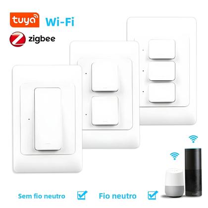 Imagem de Interruptor De Luz De Parede Inteligente WiFi Zigbee 100-240V 1/2/3 Gang Controle Remoto Alexa
