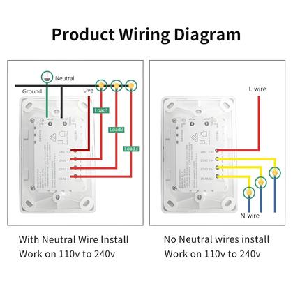 Imagem de Interruptor De Luz De Parede Inteligente WiFi Zigbee 100-240V 1/2/3 Gang Controle Remoto Alexa